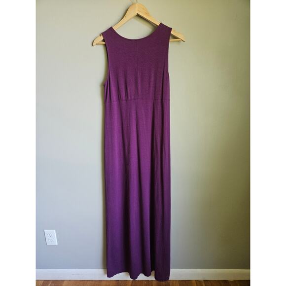Eddie Bauer Maxi Dress Size M Purple Twist Front Sleeveless Cotton Comfy Summer - Picture 4 of 7